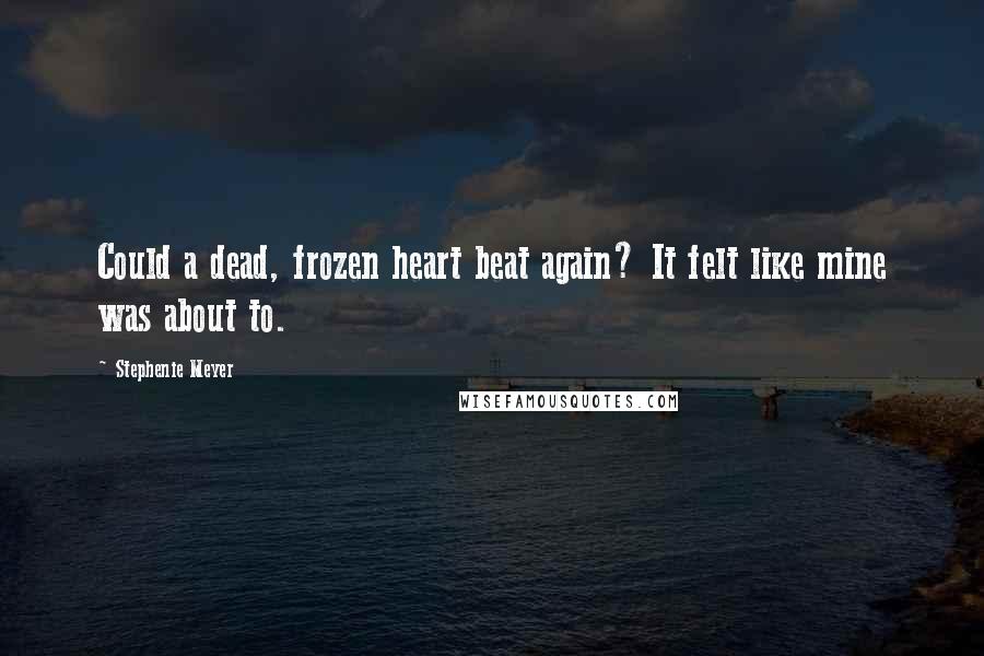 Stephenie Meyer Quotes: Could a dead, frozen heart beat again? It felt like mine was about to.