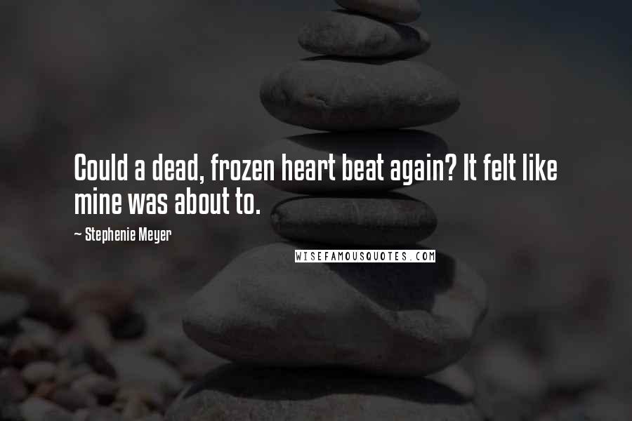 Stephenie Meyer Quotes: Could a dead, frozen heart beat again? It felt like mine was about to.