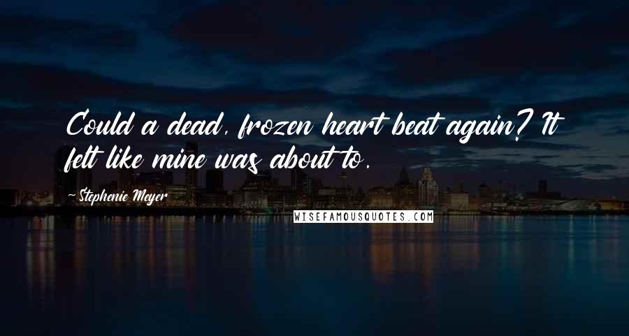 Stephenie Meyer Quotes: Could a dead, frozen heart beat again? It felt like mine was about to.