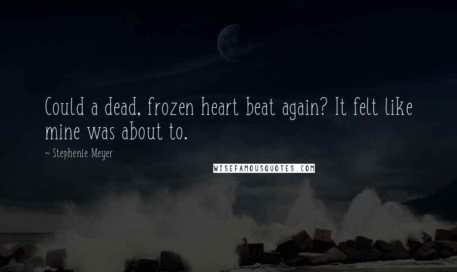 Stephenie Meyer Quotes: Could a dead, frozen heart beat again? It felt like mine was about to.