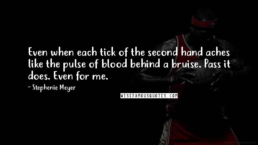 Stephenie Meyer Quotes: Even when each tick of the second hand aches like the pulse of blood behind a bruise. Pass it does. Even for me.