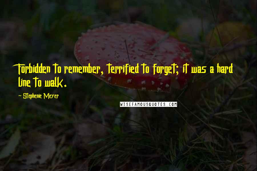 Stephenie Meyer Quotes: Forbidden to remember, terrified to forget; it was a hard line to walk.