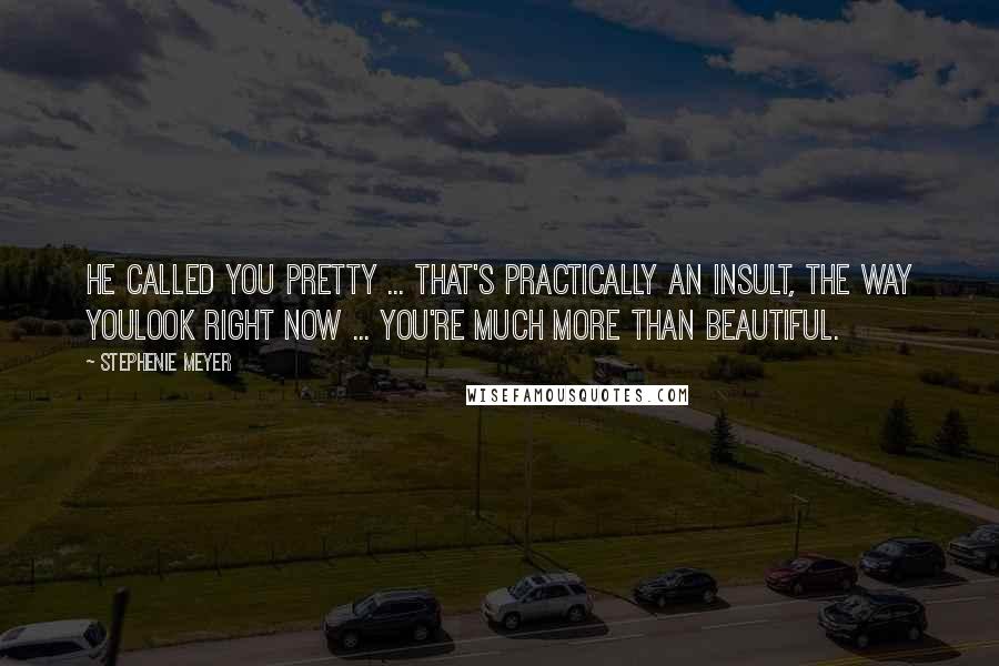 Stephenie Meyer Quotes: He called you pretty ... That's practically an insult, the way youlook right now ... You're much more than beautiful.