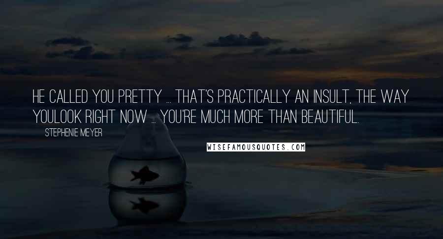 Stephenie Meyer Quotes: He called you pretty ... That's practically an insult, the way youlook right now ... You're much more than beautiful.