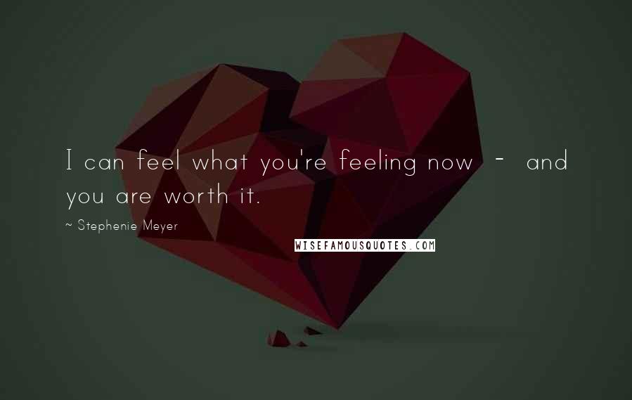 Stephenie Meyer Quotes: I can feel what you're feeling now  -  and you are worth it.