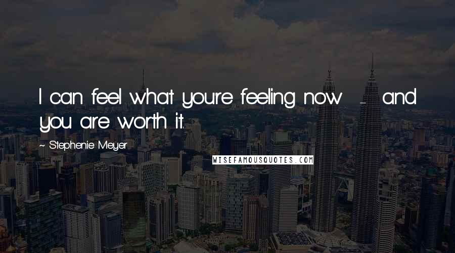 Stephenie Meyer Quotes: I can feel what you're feeling now  -  and you are worth it.