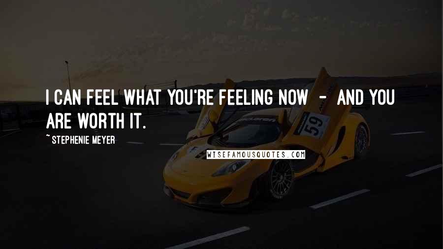 Stephenie Meyer Quotes: I can feel what you're feeling now  -  and you are worth it.