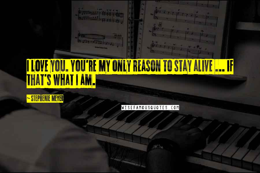Stephenie Meyer Quotes: I love you. You're my only reason to stay alive ... if that's what I am.