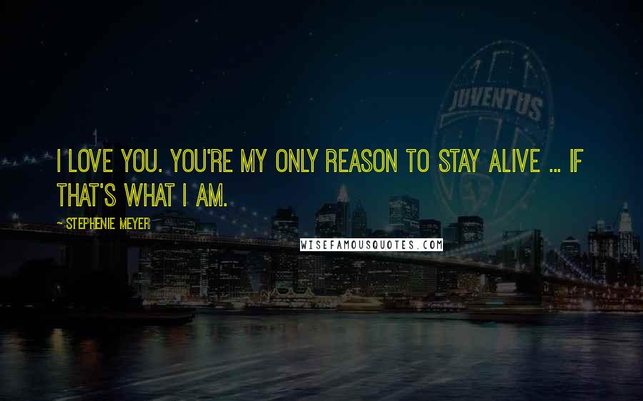 Stephenie Meyer Quotes: I love you. You're my only reason to stay alive ... if that's what I am.