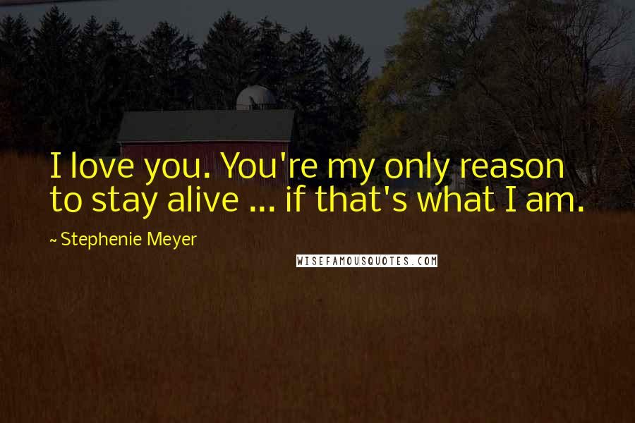 Stephenie Meyer Quotes: I love you. You're my only reason to stay alive ... if that's what I am.