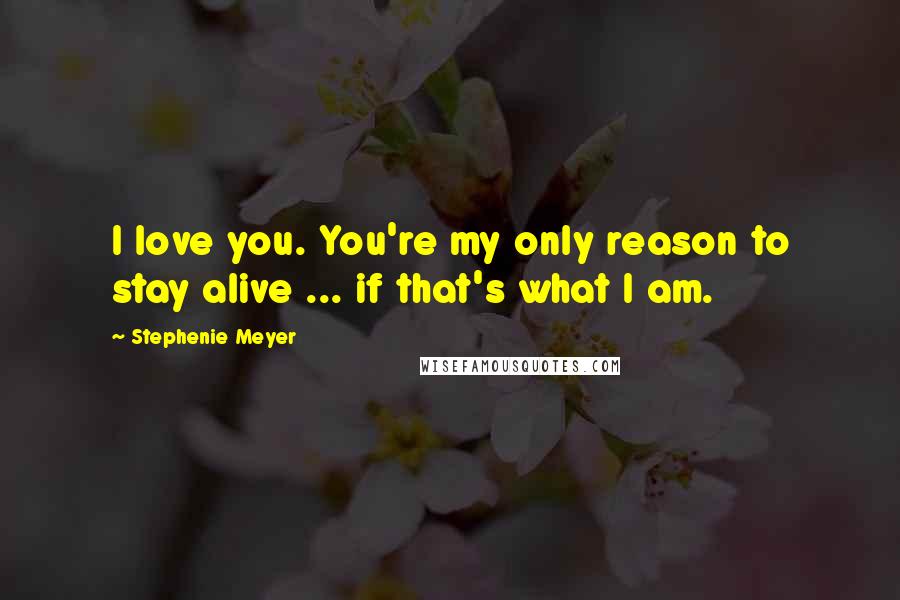 Stephenie Meyer Quotes: I love you. You're my only reason to stay alive ... if that's what I am.