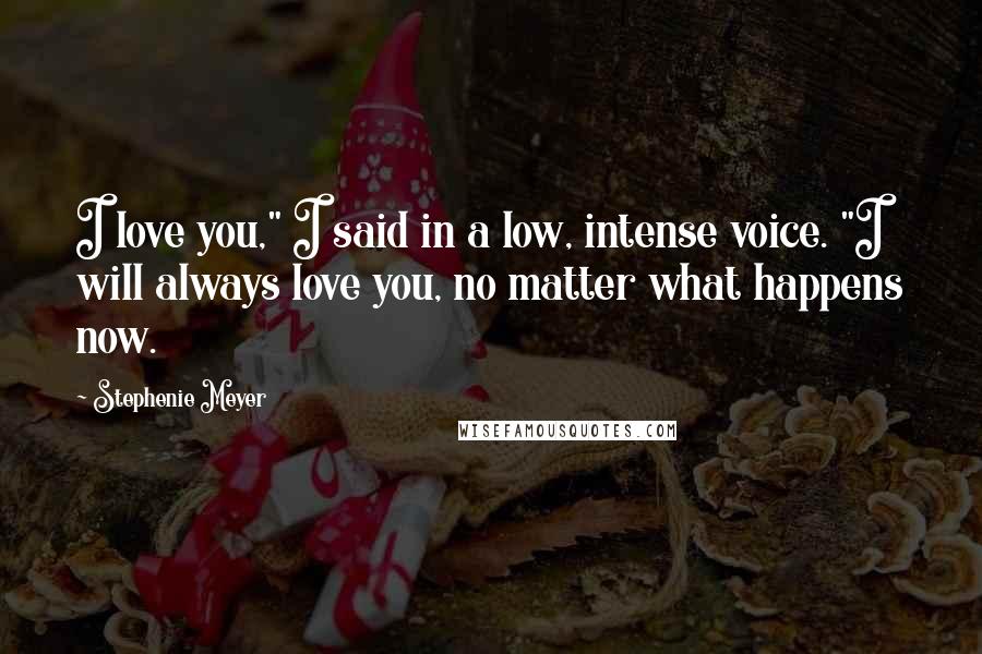 Stephenie Meyer Quotes: I love you," I said in a low, intense voice. "I will always love you, no matter what happens now.