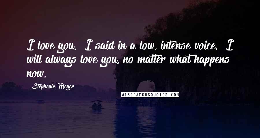 Stephenie Meyer Quotes: I love you," I said in a low, intense voice. "I will always love you, no matter what happens now.