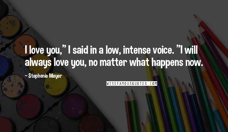 Stephenie Meyer Quotes: I love you," I said in a low, intense voice. "I will always love you, no matter what happens now.