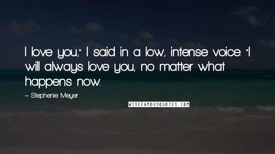 Stephenie Meyer Quotes: I love you," I said in a low, intense voice. "I will always love you, no matter what happens now.