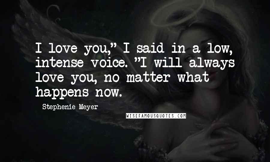 Stephenie Meyer Quotes: I love you," I said in a low, intense voice. "I will always love you, no matter what happens now.