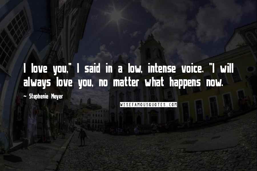 Stephenie Meyer Quotes: I love you," I said in a low, intense voice. "I will always love you, no matter what happens now.