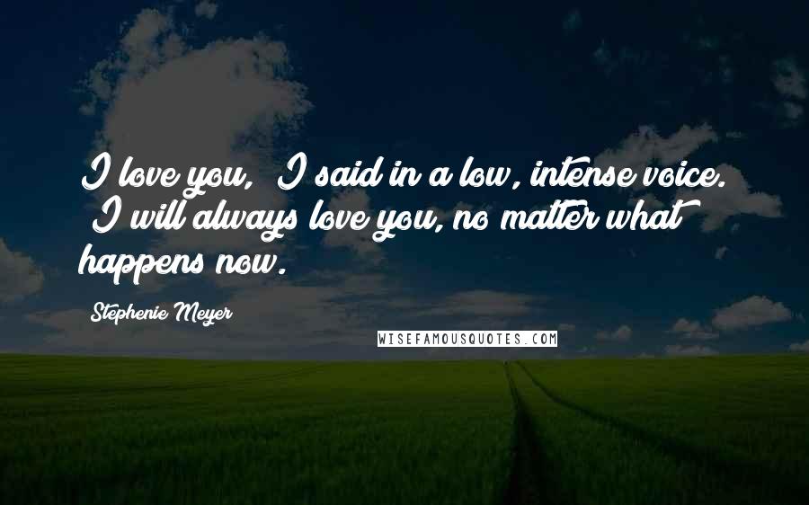 Stephenie Meyer Quotes: I love you," I said in a low, intense voice. "I will always love you, no matter what happens now.