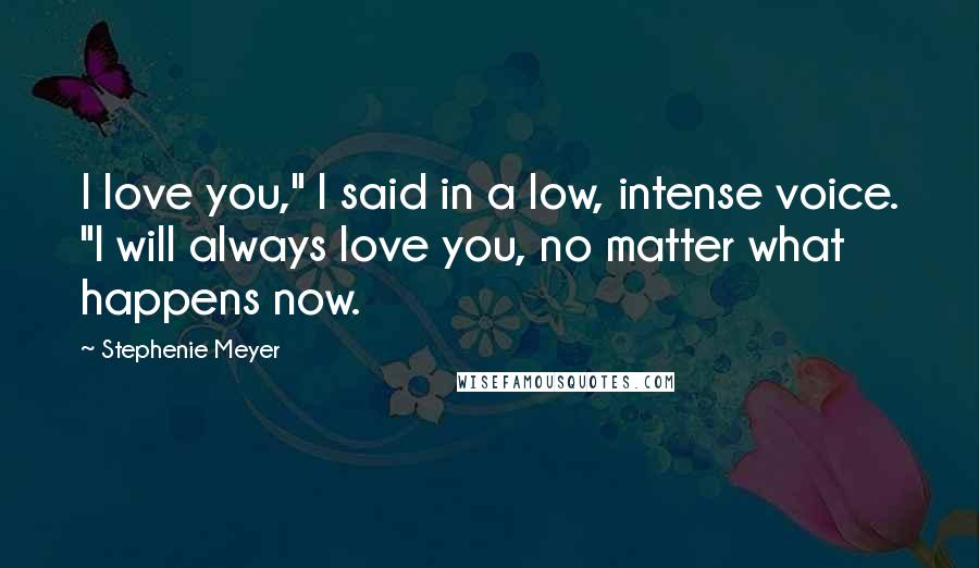 Stephenie Meyer Quotes: I love you," I said in a low, intense voice. "I will always love you, no matter what happens now.