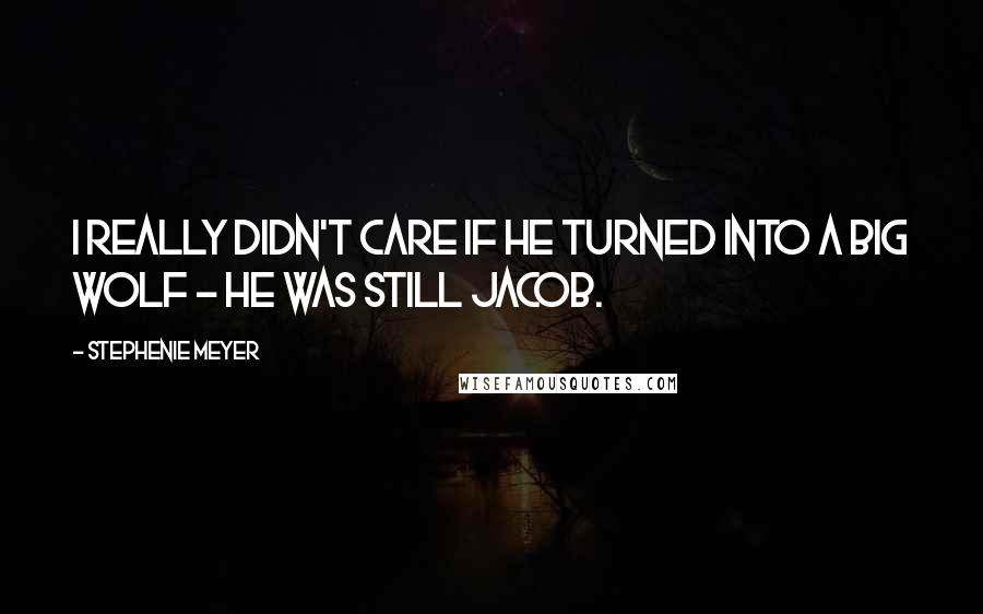 Stephenie Meyer Quotes: I really didn't care if he turned into a big wolf - he was still Jacob.