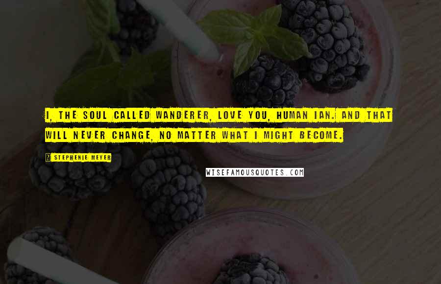 Stephenie Meyer Quotes: I, the soul called Wanderer, love you, human Ian. And that will never change, no matter what I might become.