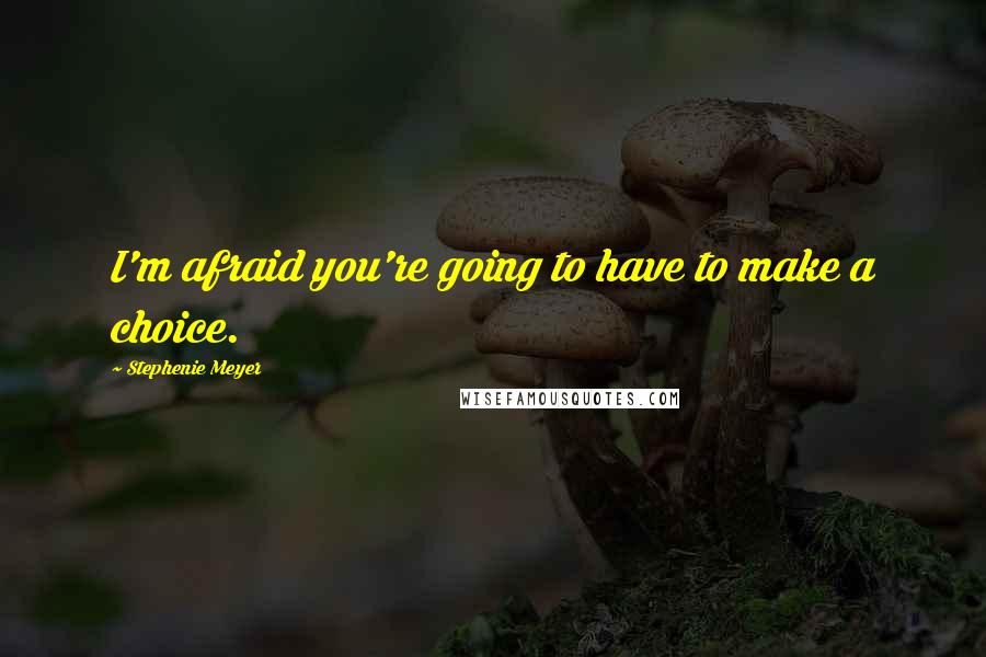 Stephenie Meyer Quotes: I'm afraid you're going to have to make a choice.
