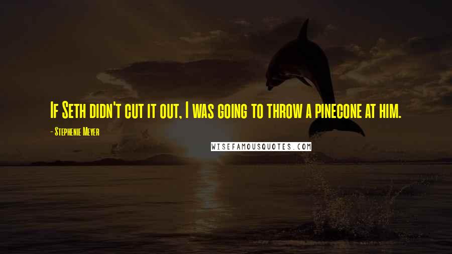 Stephenie Meyer Quotes: If Seth didn't cut it out, I was going to throw a pinecone at him.