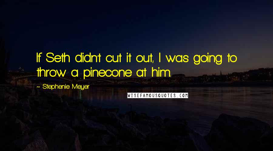 Stephenie Meyer Quotes: If Seth didn't cut it out, I was going to throw a pinecone at him.