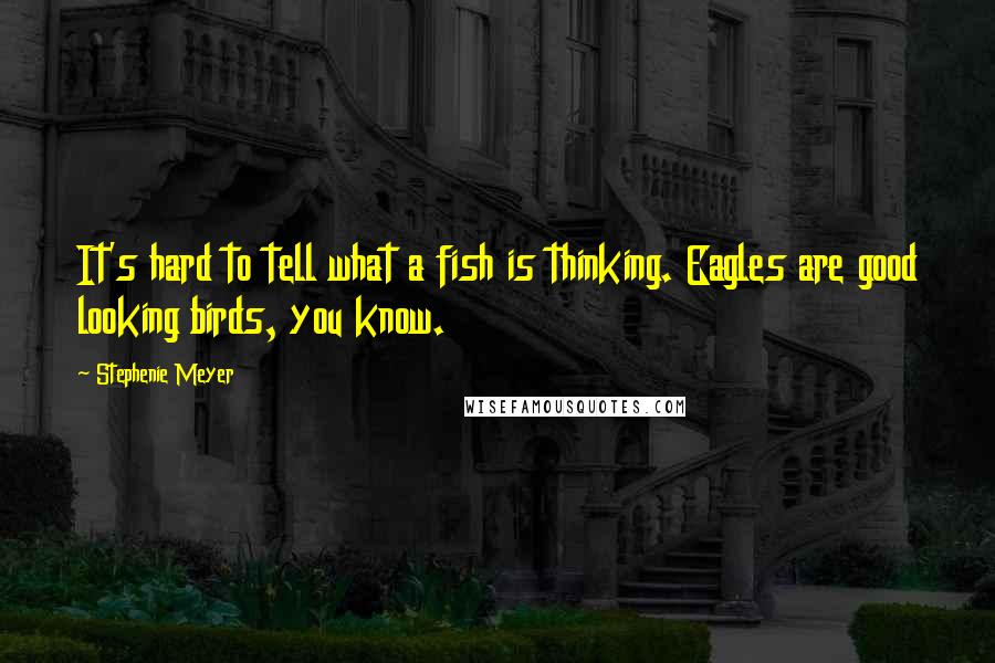 Stephenie Meyer Quotes: It's hard to tell what a fish is thinking. Eagles are good looking birds, you know.