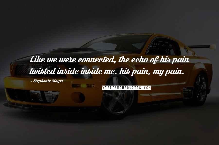 Stephenie Meyer Quotes: Like we were connected, the echo of his pain twisted inside inside me. his pain, my pain.