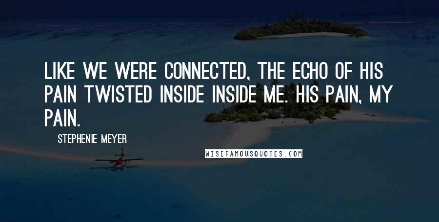 Stephenie Meyer Quotes: Like we were connected, the echo of his pain twisted inside inside me. his pain, my pain.