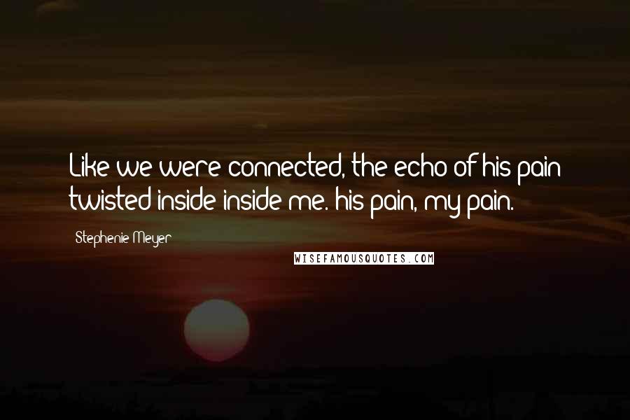 Stephenie Meyer Quotes: Like we were connected, the echo of his pain twisted inside inside me. his pain, my pain.