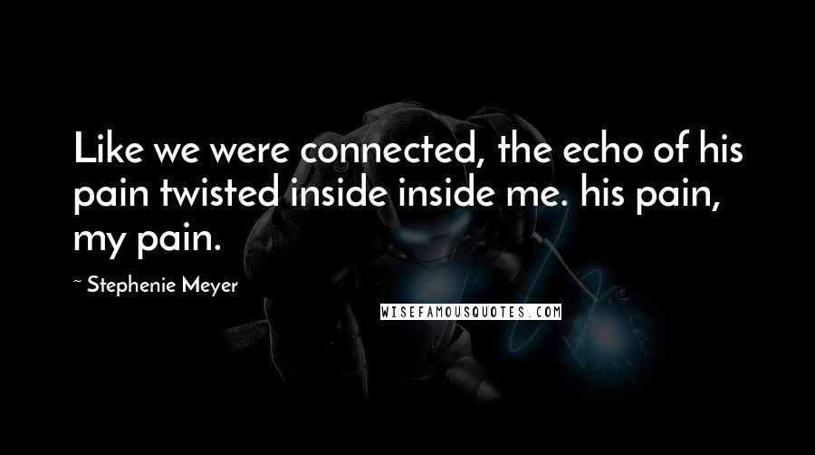 Stephenie Meyer Quotes: Like we were connected, the echo of his pain twisted inside inside me. his pain, my pain.