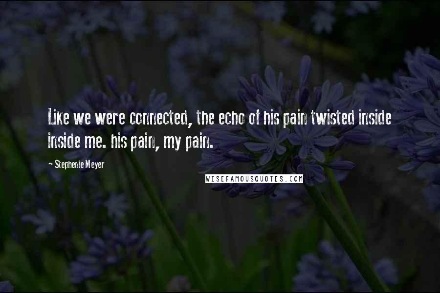 Stephenie Meyer Quotes: Like we were connected, the echo of his pain twisted inside inside me. his pain, my pain.