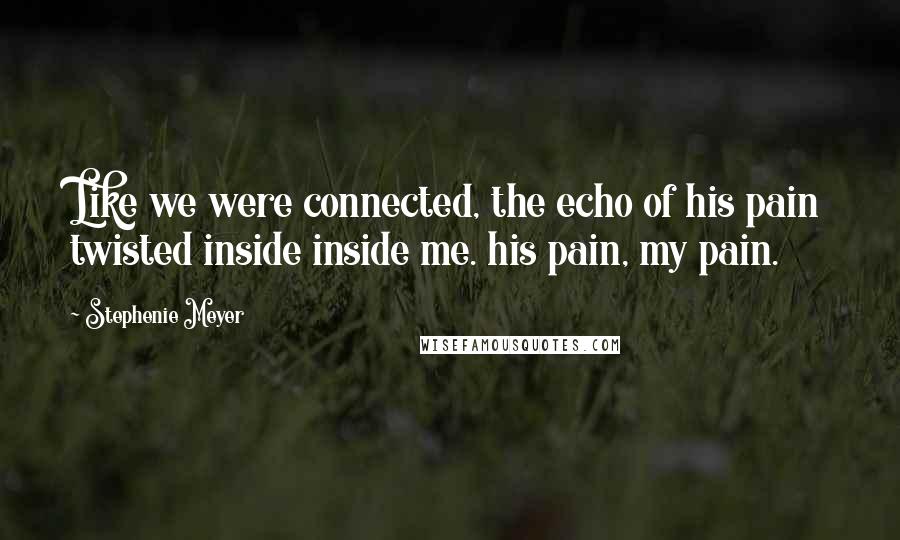 Stephenie Meyer Quotes: Like we were connected, the echo of his pain twisted inside inside me. his pain, my pain.