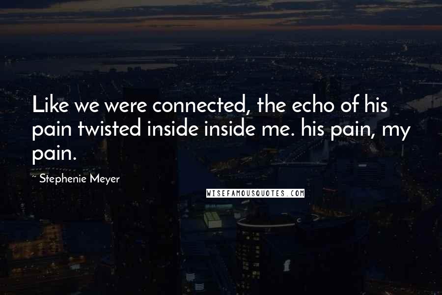 Stephenie Meyer Quotes: Like we were connected, the echo of his pain twisted inside inside me. his pain, my pain.