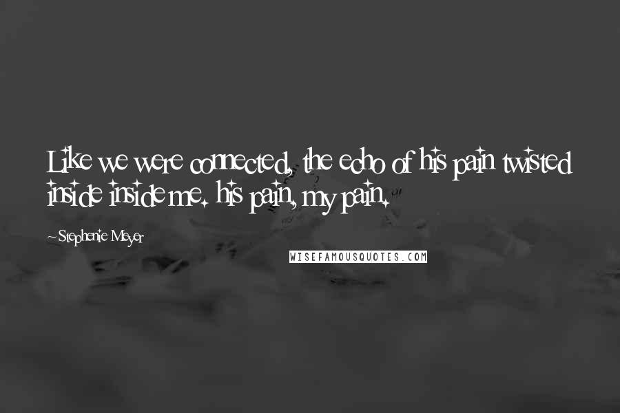 Stephenie Meyer Quotes: Like we were connected, the echo of his pain twisted inside inside me. his pain, my pain.