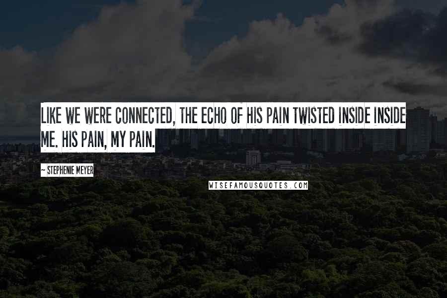 Stephenie Meyer Quotes: Like we were connected, the echo of his pain twisted inside inside me. his pain, my pain.