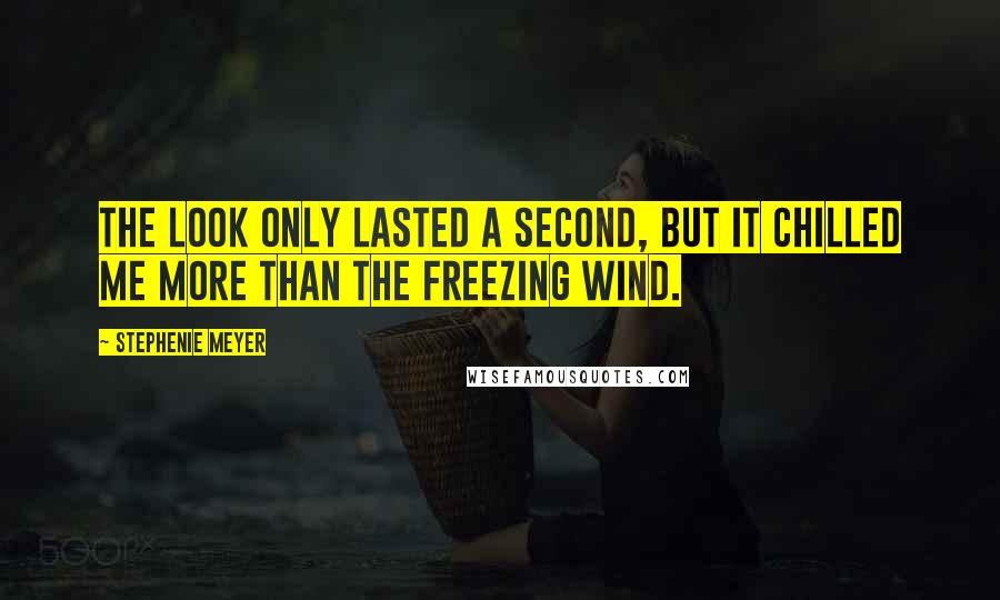 Stephenie Meyer Quotes: The look only lasted a second, but it chilled me more than the freezing wind.