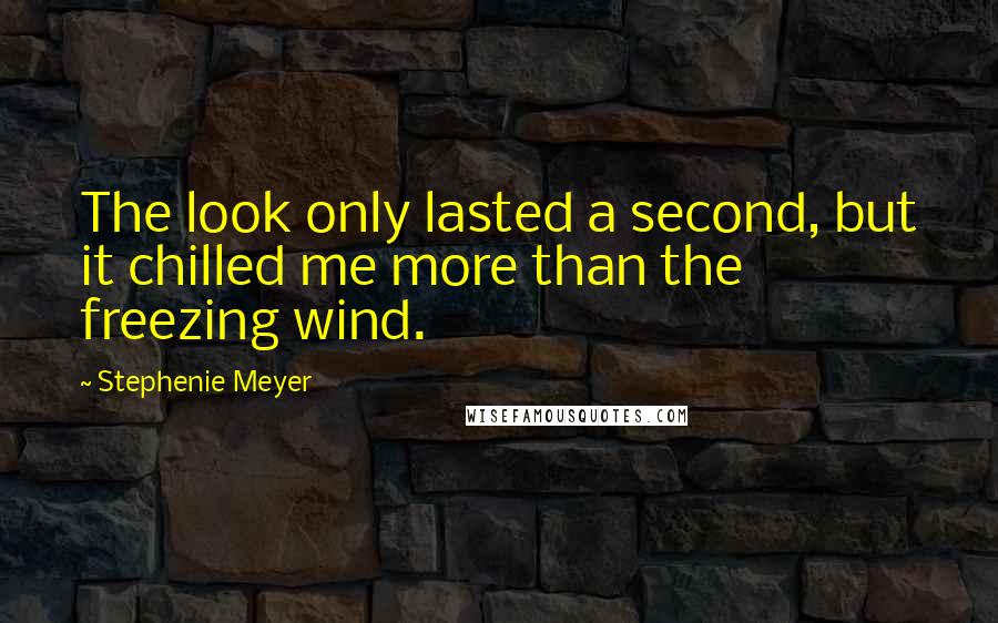 Stephenie Meyer Quotes: The look only lasted a second, but it chilled me more than the freezing wind.