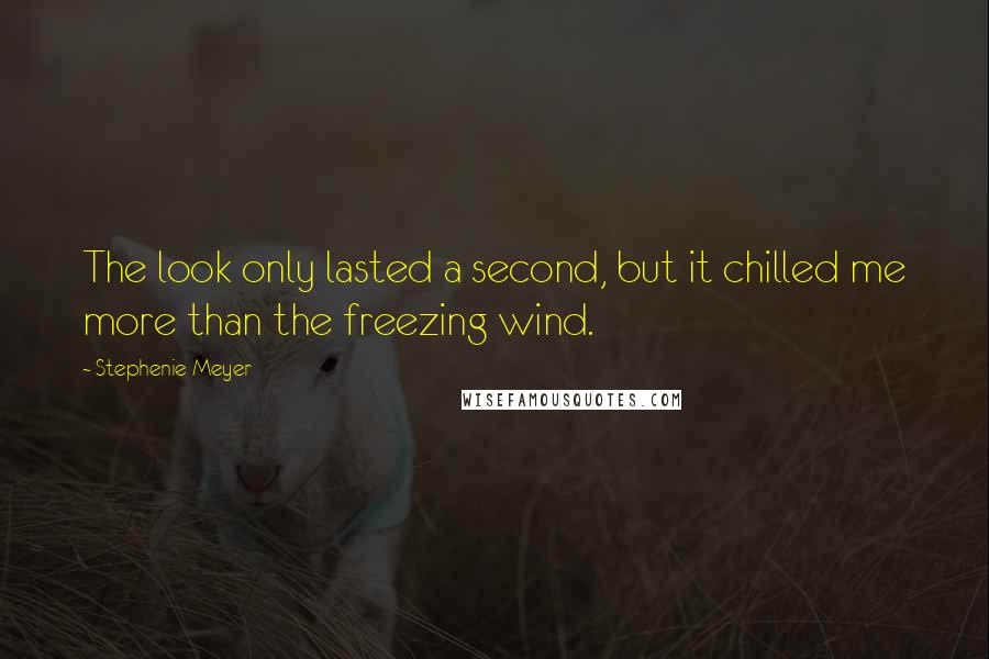 Stephenie Meyer Quotes: The look only lasted a second, but it chilled me more than the freezing wind.