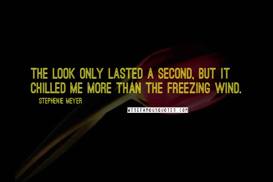 Stephenie Meyer Quotes: The look only lasted a second, but it chilled me more than the freezing wind.