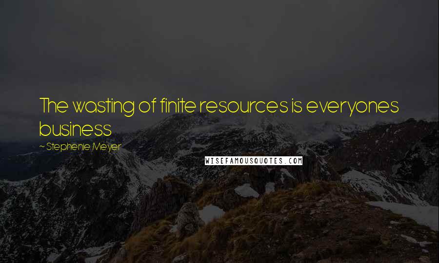 Stephenie Meyer Quotes: The wasting of finite resources is everyones business