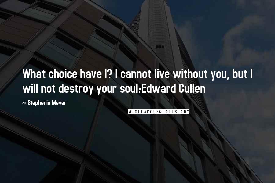 Stephenie Meyer Quotes: What choice have I? I cannot live without you, but I will not destroy your soul.-Edward Cullen