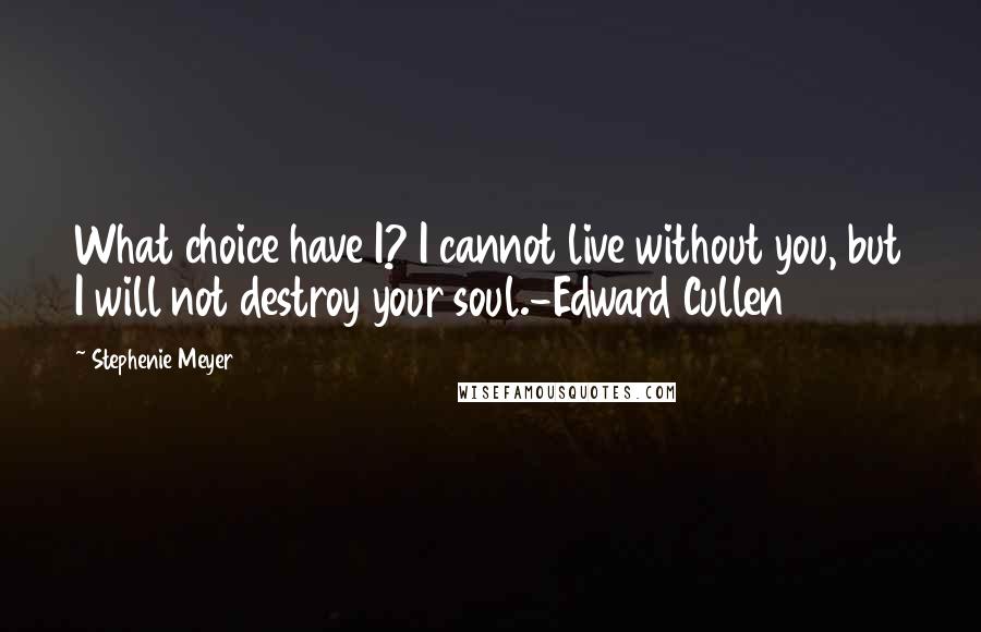 Stephenie Meyer Quotes: What choice have I? I cannot live without you, but I will not destroy your soul.-Edward Cullen