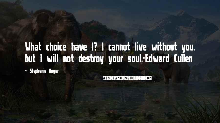 Stephenie Meyer Quotes: What choice have I? I cannot live without you, but I will not destroy your soul.-Edward Cullen