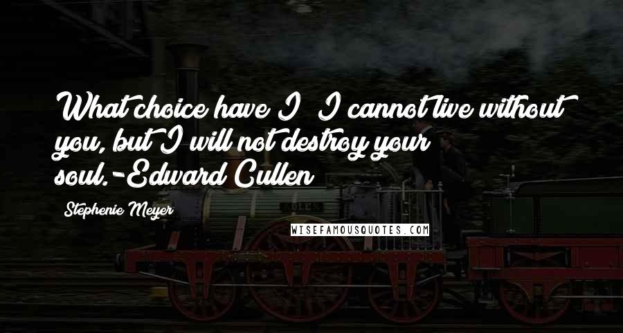 Stephenie Meyer Quotes: What choice have I? I cannot live without you, but I will not destroy your soul.-Edward Cullen