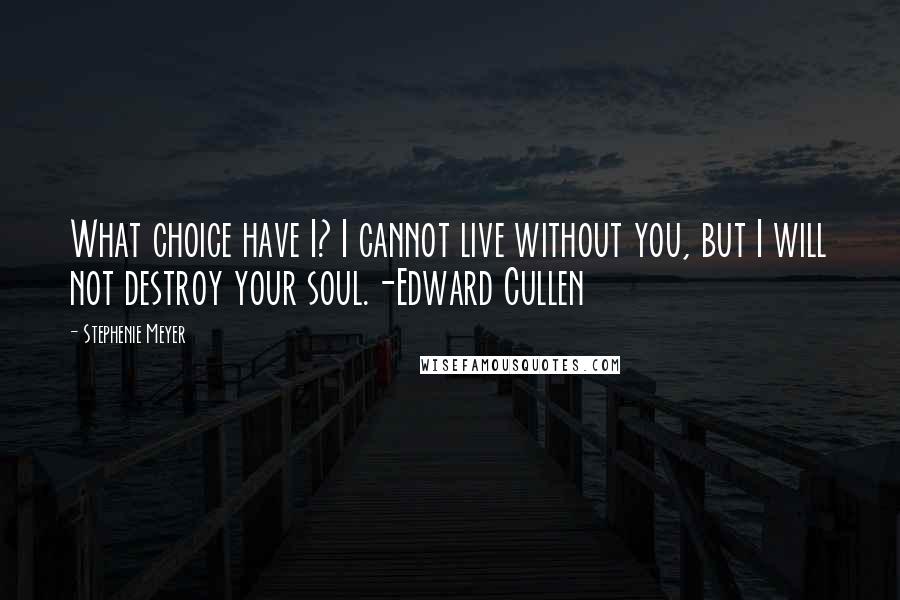 Stephenie Meyer Quotes: What choice have I? I cannot live without you, but I will not destroy your soul.-Edward Cullen