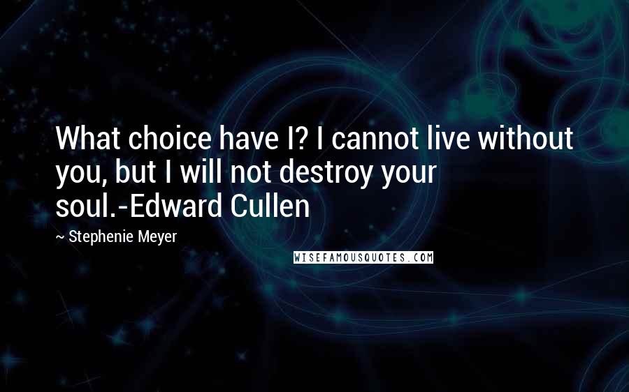 Stephenie Meyer Quotes: What choice have I? I cannot live without you, but I will not destroy your soul.-Edward Cullen