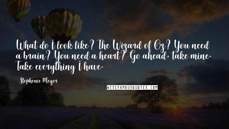 Stephenie Meyer Quotes: What do I look like? The Wizard of Oz? You need a brain? You need a heart? Go ahead, take mine. Take everything I have.